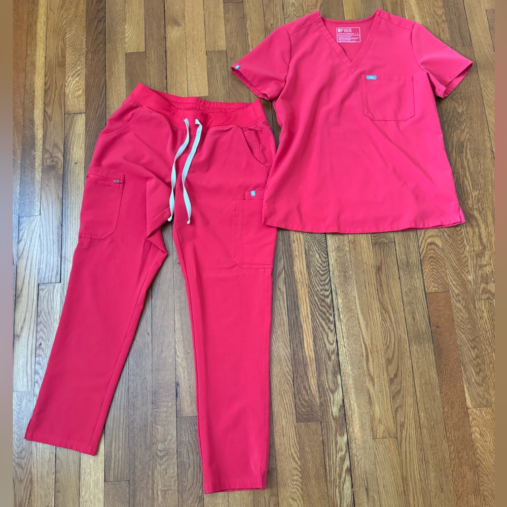FIGS Neon Red scrub set